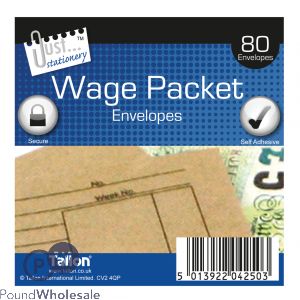 Just Stationery Wage Packet Envelopes 80 Pack