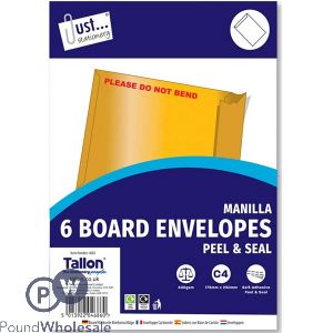 Just Stationery Board Envelopes 6 Pack 175 X 250mm