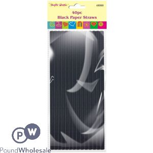 Party Works Black Paper Straws 40pc