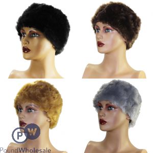 Ladies Faux Fur Fashion Hat - Grey/brown/black/beige