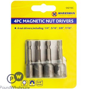 MARKSMAN 1/4&quot; MAGNETIC NUT DRIVERS SET 4PC