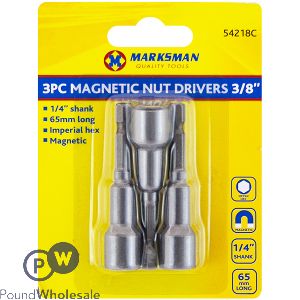 Marksman 1/4" Shank Magnetic Nut Driver Set 3/8" 3pc
