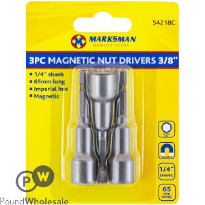 Marksman 1/4&quot; Shank Magnetic Nut Driver Set 3/8&quot; 3pc