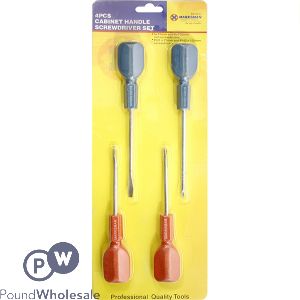 MARKSMAN CABINET HANDLE FLAT & PHILLIPS SCREWDRIVER SET 4PC