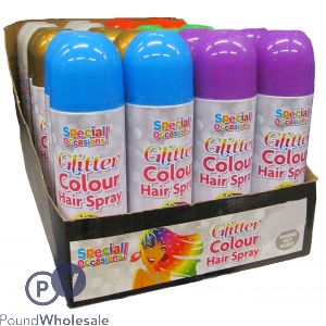 Glitter Colour Hair Spray In Cdu 6 Assorted Colours 200ml