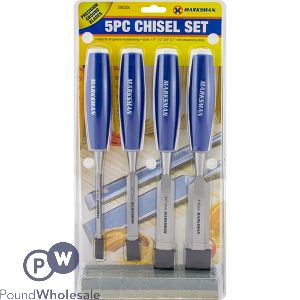 MARKSMAN CHISEL SET WITH SHARPENING STONE 5PC