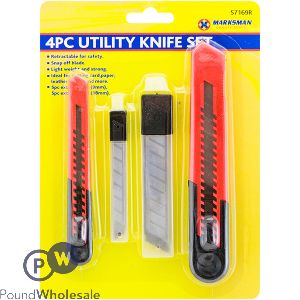 Marksman Snap-Off Utility Knife &amp; Spare Blade Set 4pc