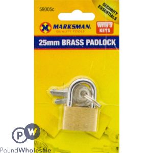 Marksman 25mm Brass Padlock With 3 Keys