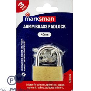 Marksman 40mm Brass Padlock With 3 Keys