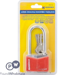 MARKSMAN 50MM LONG SHACKLE RHOMBIC PADLOCK WITH 3 KEYS