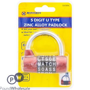 Marksman Zinc Alloy 5-Digit U-Type Padlock 60mm