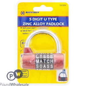 MARKSMAN ZINC ALLOY 5-DIGIT U-TYPE PADLOCK 60MM