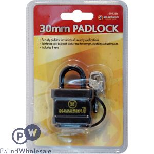 Marksman 30mm Weatherproof Padlock With 3 Keys