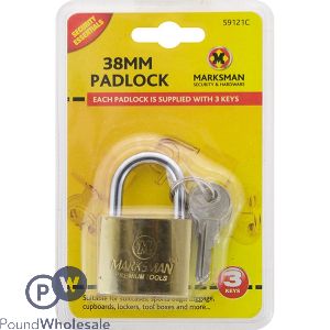 Marksman 38mm Brass-coated Padlock With 3 Keys