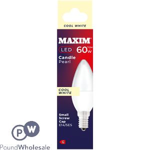 Maxim 7.5w=60w Candle Pearl Cool White E14 Ses Led Light Bulb