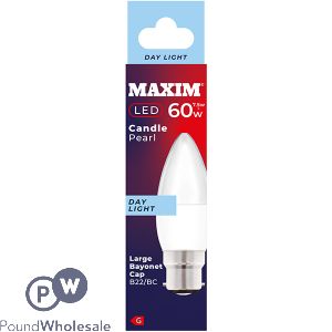 Maxim 7.5w=60w Candle Pearl Day Light B22 Bc Led Light Bulb