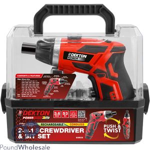 Dekton Power 3.6v 2-in-1 Screwdriver & Bit Set 51pc