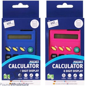 Just Stationery Pocket Calculator Assorted Colours