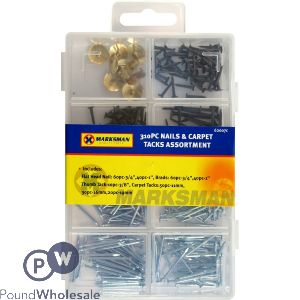 MARKSMAN NAIL &amp; CARPET TACKS ASSORTMENT 310PC