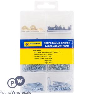 Marksman Nail &amp; Carpet Tacks Assortment 300pc
