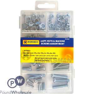 MARKSMAN NUT &amp; MACHINE SCREW ASSORTMENT 100PC