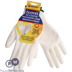 Marksman Pu-coated Polyester Liner White Work Gloves Medium