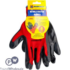 Marksman Nitrile-coated Red Polyester Work Gloves Large