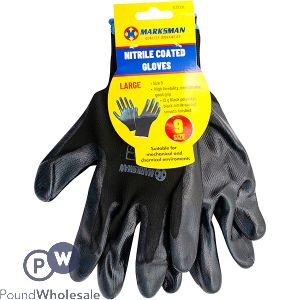 Marksman Nitrile-coated Black Polyester Work Gloves Large