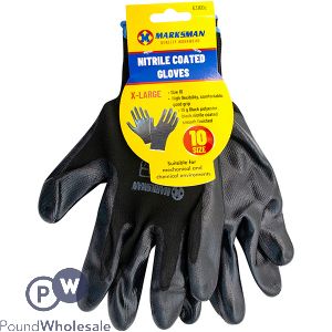 Marksman Nitrile-coated Black Polyester Work Gloves Xl