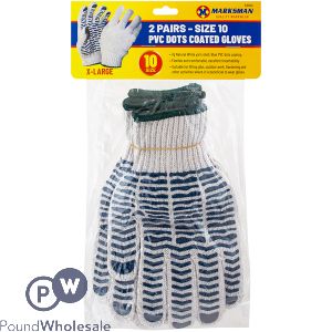 Marksman 10" Pvc Dots Coated Gloves 2 Pairs