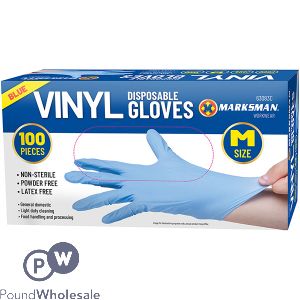 Marksman Blue Vinyl Gloves Medium 100pc
