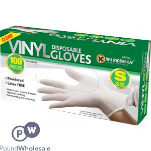 Marksman Clear Vinyl Powdered Gloves Small 100pc