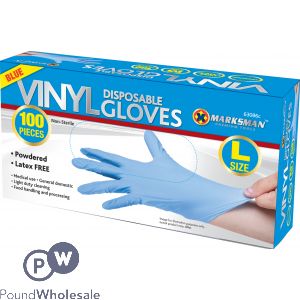 Marksman Blue Vinyl Powdered Gloves Large 100pc