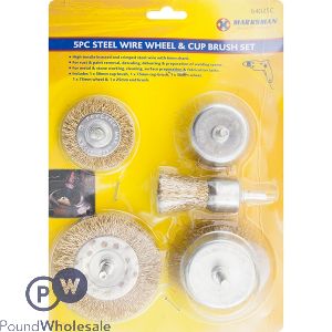 Marksman Steel Wire Wheel & Cup Brush Set 5pc