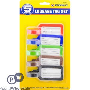 Marksman Luggage Tag Set Assorted Colours 5pc