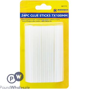 MARKSMAN CLEAR HOT MELT GLUE STICKS 7 X 100MM 24PC