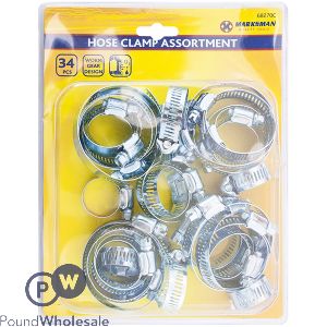 Marksman Worm Gear Hose Clamp Assortment 34pc