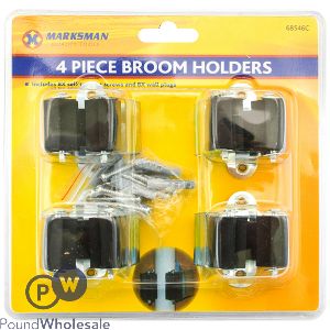 Marksman Broom & Mop Holders Set 4 Pack