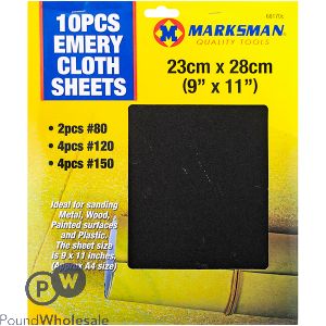 MARKSMAN ASSORTED EMERY CLOTH SHEETS 23CM X 28CM