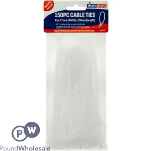 Marksman White Cable Ties 150mm 150pc