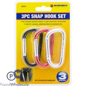 MARKSMAN SNAP HOOK CARABINER CLIP SET 3PC