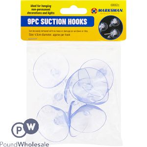 Marksman Clear Suction Hooks 4.5cm 9pc