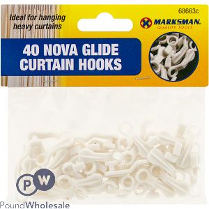 MARKSMAN NOVA GLIDE CURTAIN HOOKS 40 PACK