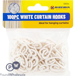 Marksman White Curtain Hooks 100pc