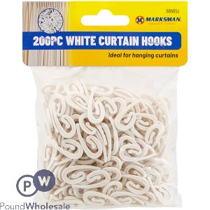 MARKSMAN WHITE CURTAIN HOOKS 200PC