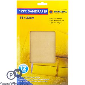 Marksman Assorted Sandpaper Set 14 X 23cm 12pc