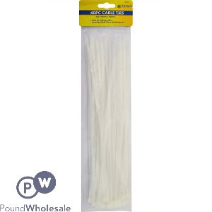 MARKSMAN CABLE TIES WHITE 4.8MM X 300MM 40PC