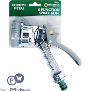 Marksman 6 Function Chrome Metal Garden Hose Spray Gun