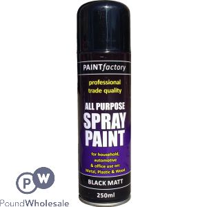 Paint Factory Household Matt Black Spray Paint 250ml 