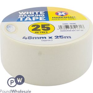 MARKSMAN WHITE MASKING TAPE 48MM X 25M SIDE VIEW